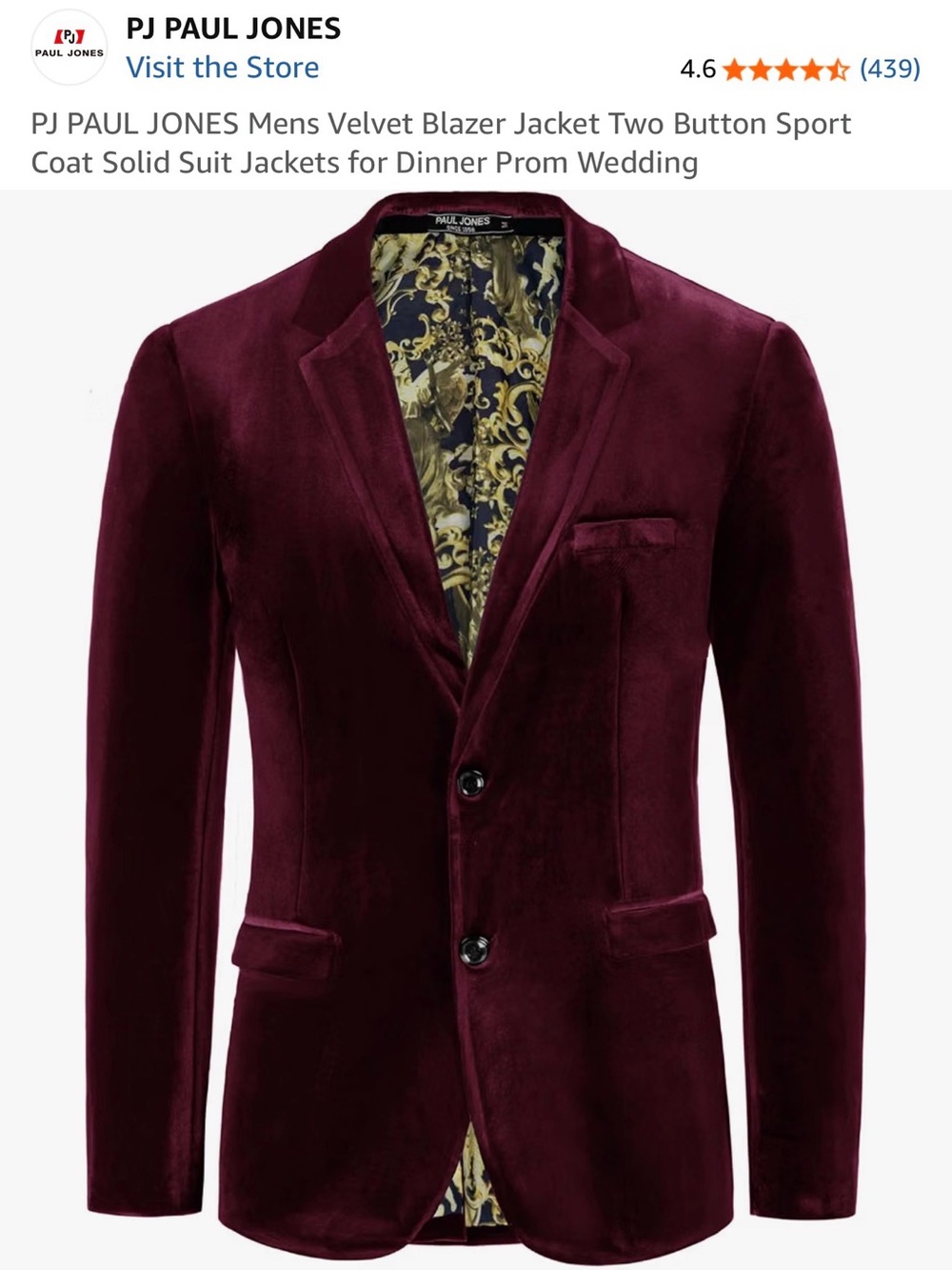 PJ Paul Jones Men's Velvet Sport Coat in Burgundy